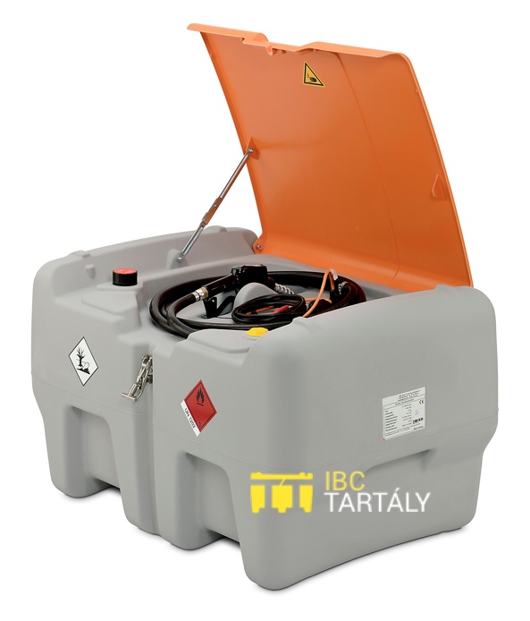 IBC tartály műanyag tartály 440 liter  IBC tartály 440 literes, komplett, védőtetővel, gázolaj szállításához