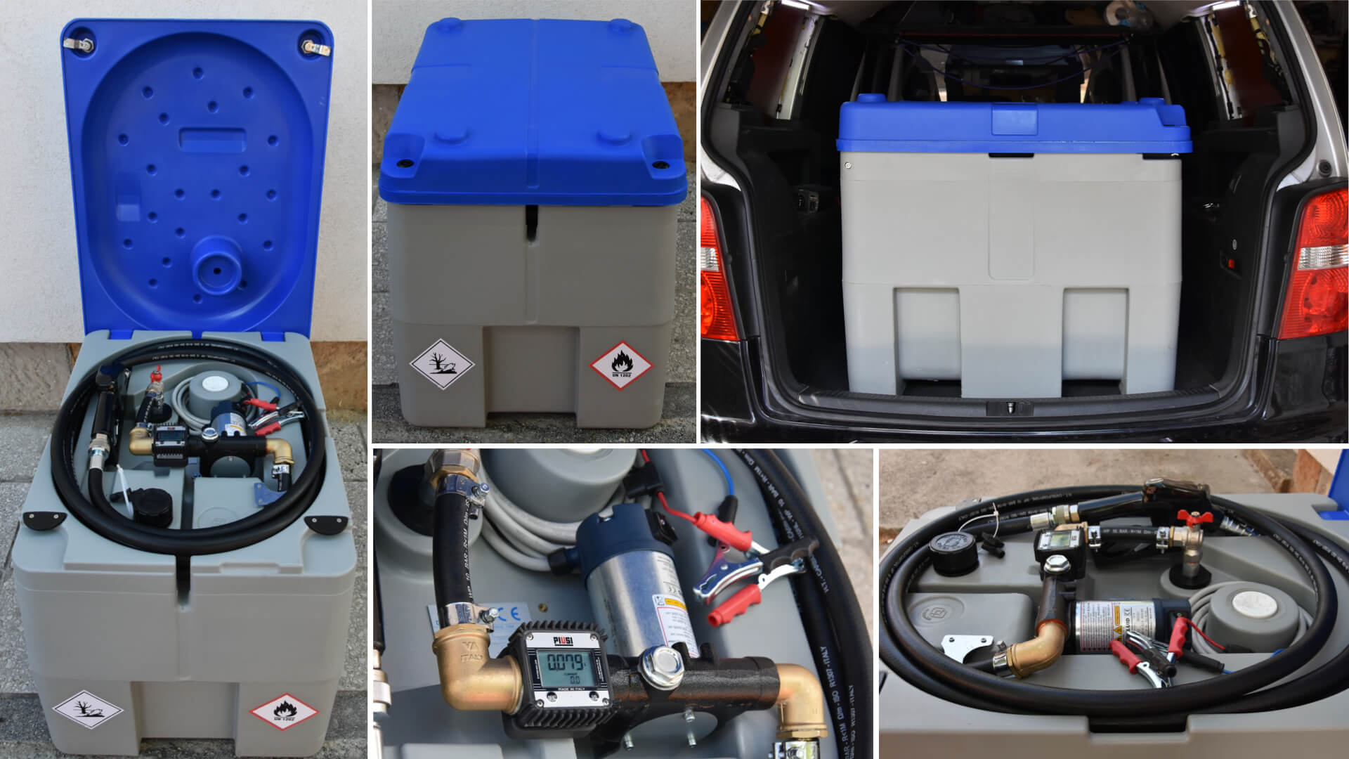 IBC tartály, műanyag szállítható tartály, szürke tartály, gázolaj tartály